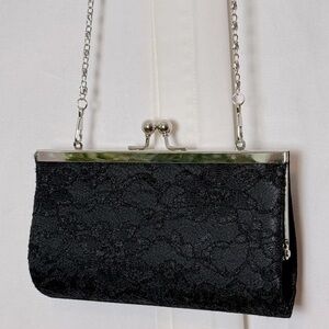 Bijoux Terner Black Convertible Kisslock Evening Bag Crossbody Or Clutch